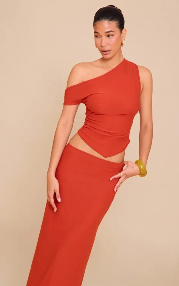 Paprika Soft Touch Sleeveless Asymmetric Hem Top