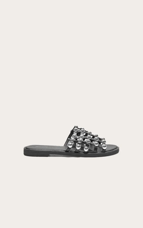 Alisa Black Large Studded Slides