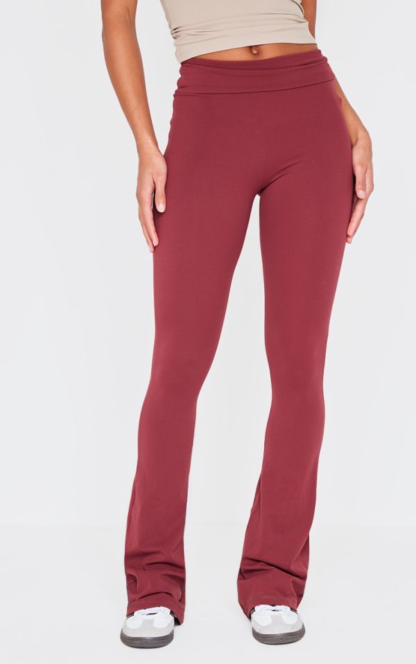 Burgundy Snatched Sculpt Foldover Pant