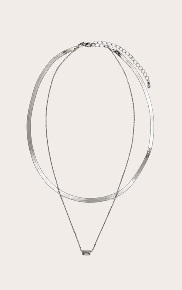Silver Mini Diamante Layered Necklace