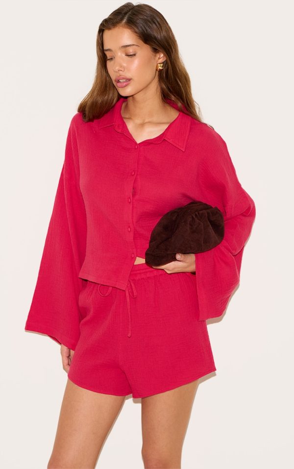 Tomato Red Oversized Floaty Shorts