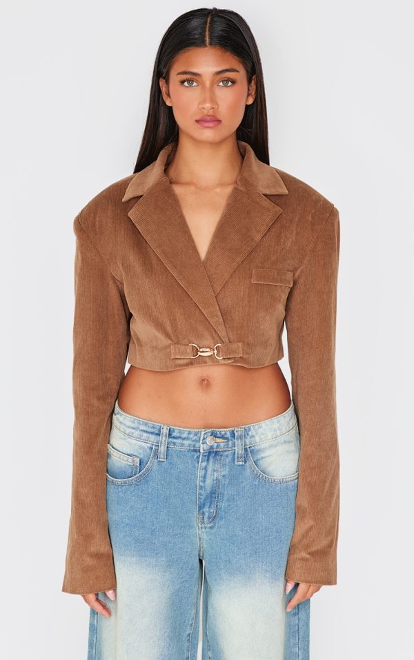 Brown Cord Cropped Blazer