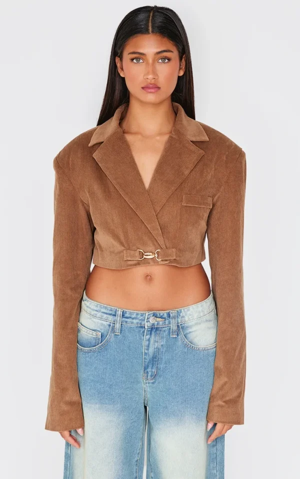 Brown Cord Cropped Blazer