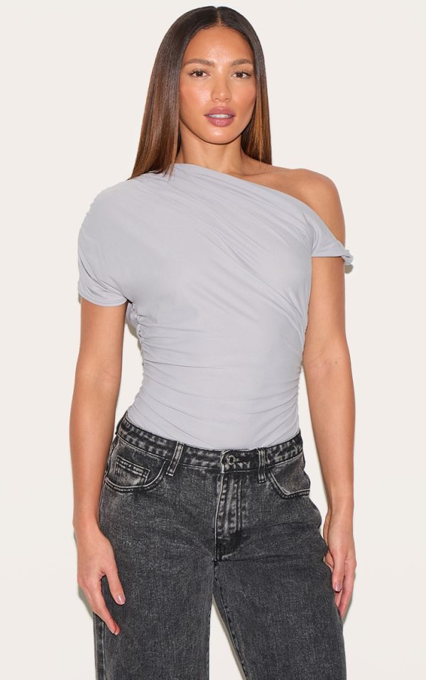 Tall Grey Soft Touch Twist Detail Bodysuit