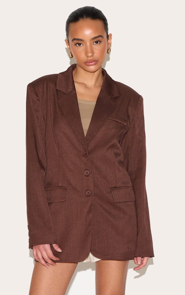 Petite Deep Chocolate Oversized Blazer