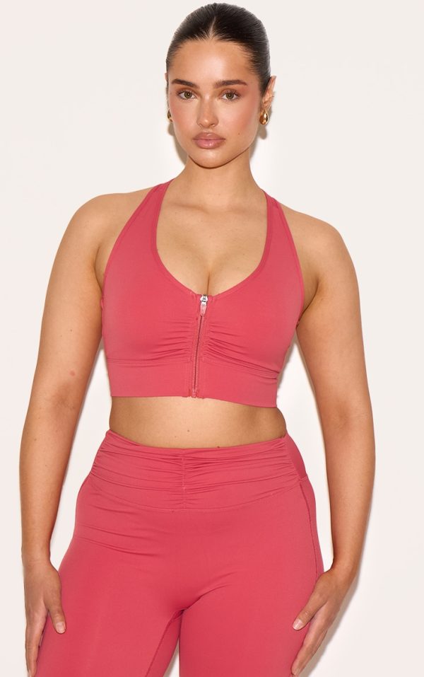 Shape Rose Active Ruched Zip Front Cupped Sports Bra