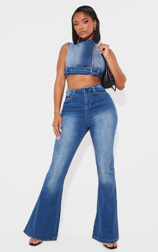 Shape Light Blue Denim Low Rise Flare Jeans