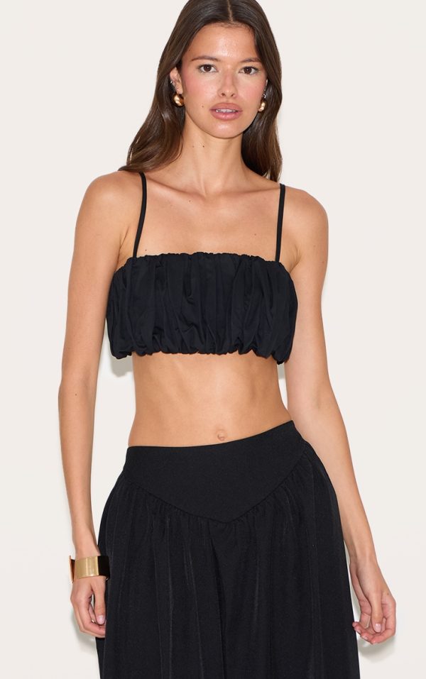 Black Puff Ball Extreme Crop Top
