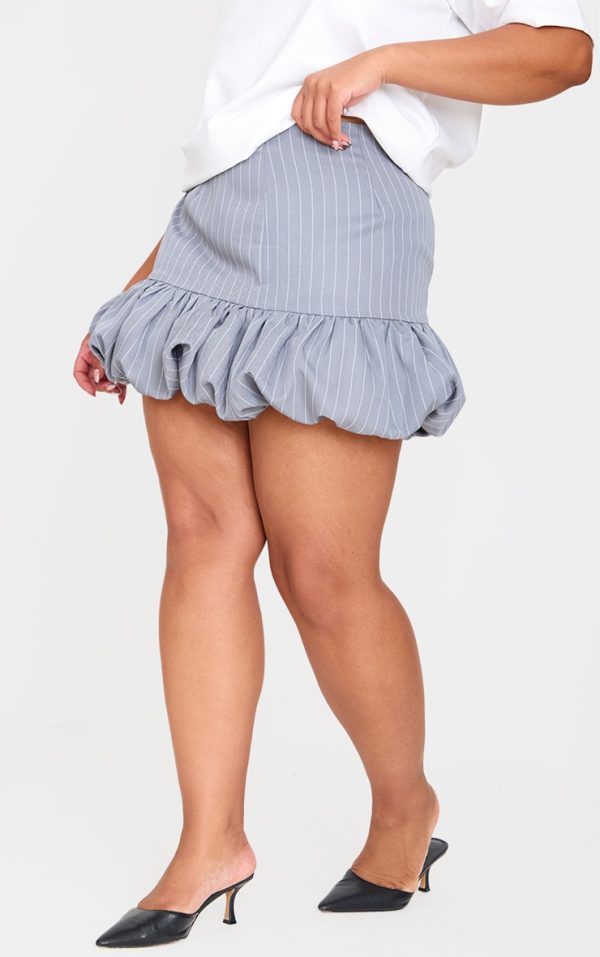 Plus Grey High Waisted Puffball Skirt