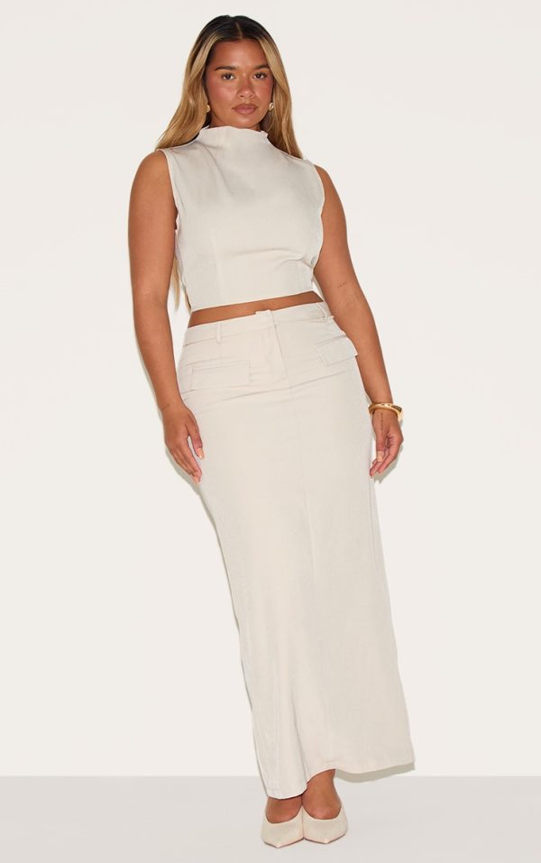Shape Stone Tailored High Waisted Split Front Maxi Skirt