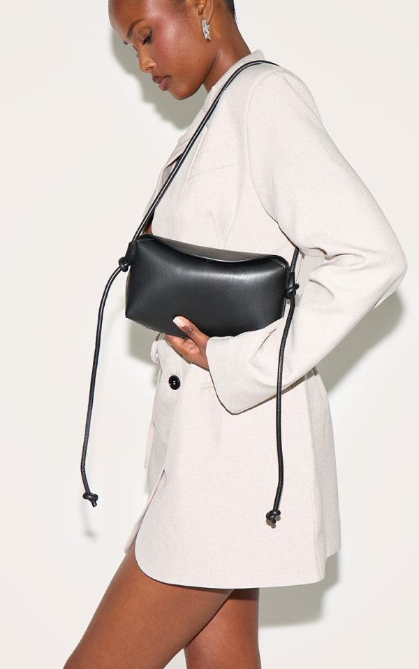 Black Soft PU Spaghetti Strap Cross Body Bag