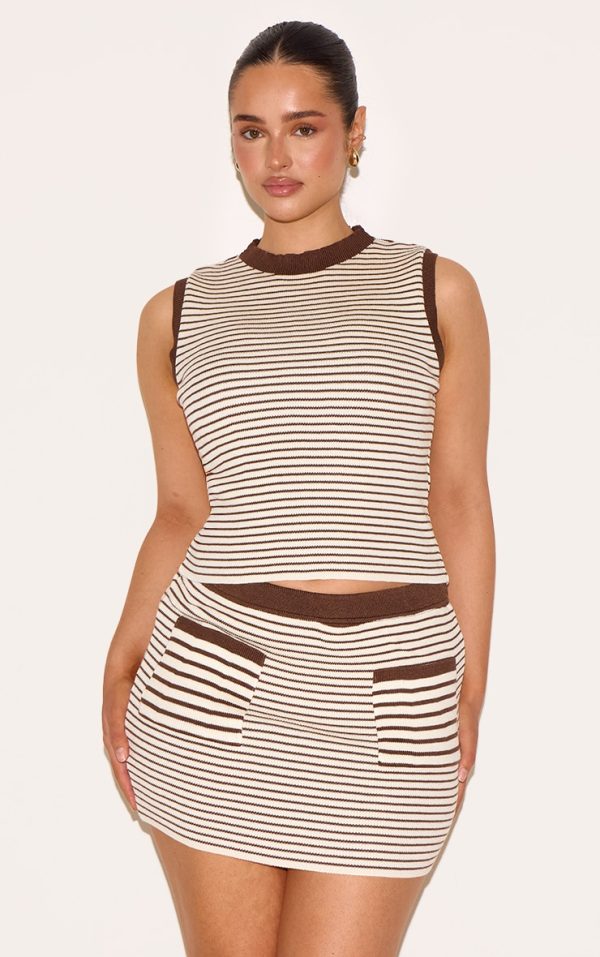 Shape Mocha Knitted Striped Vest Top