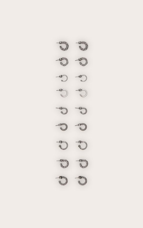 Silver Crinkle Multi-pack Hoop Earrings