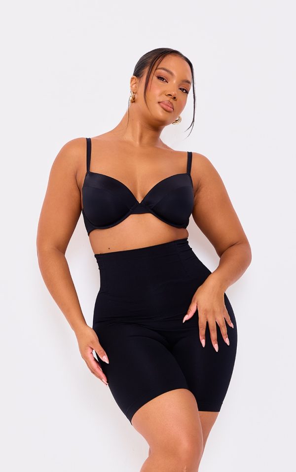 Plus Black Seamless High Waist Control Shapewear Shorts