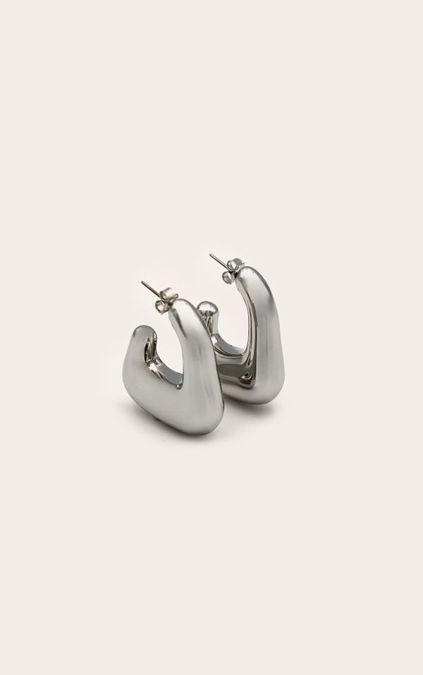 Silver Chunky Square Hoop Earring
