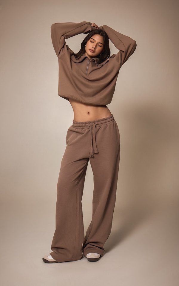 Mocha Premium Loopback Wide Leg Sweatpants