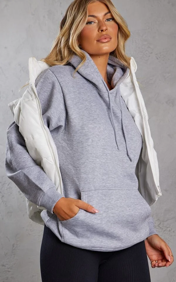 Grey Marl Oversized Sweat Hoodie