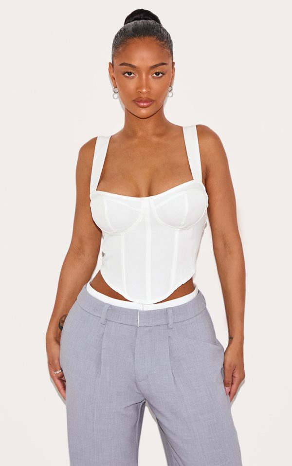 Shape White Woven Corset Crop Top