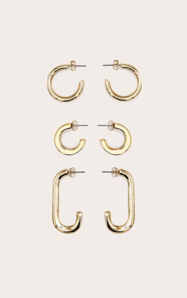 Gold Chunky Square Hoop Multi-pack Earrings