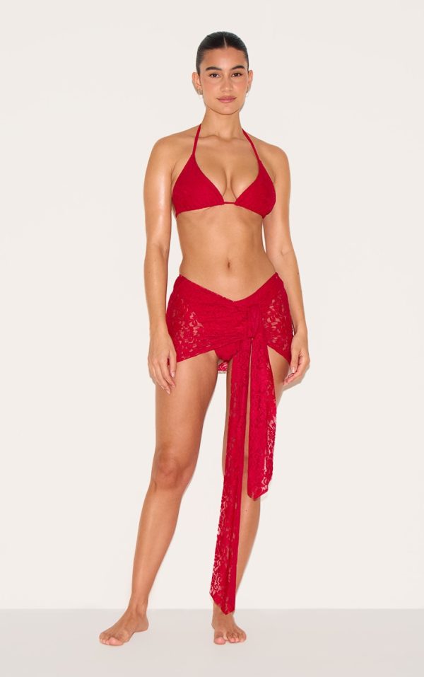 Red Lace Tie Side Sarong