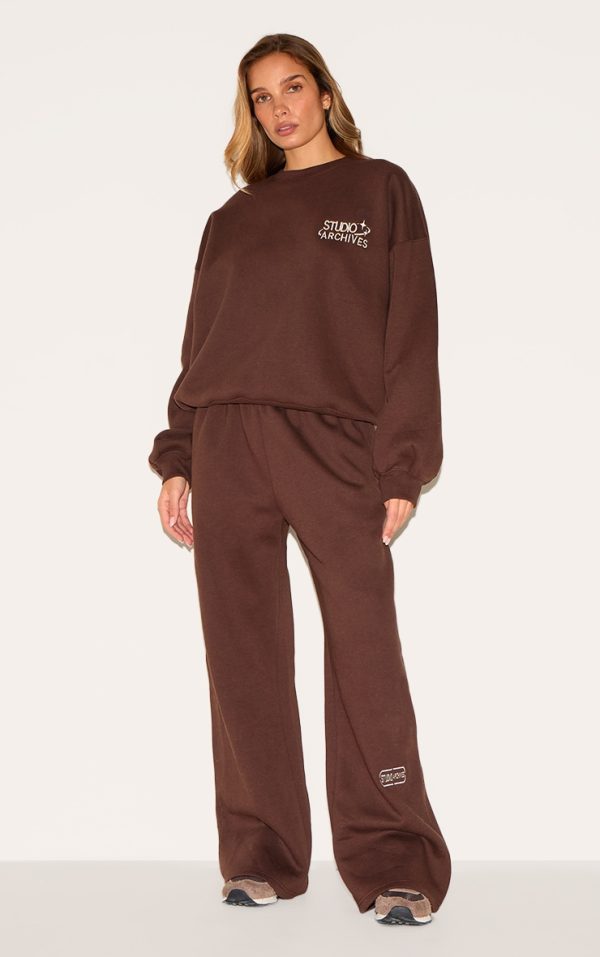 Chocolate Studio Archives Embroidered Thin Waistband Drop Crotch Sweatpants