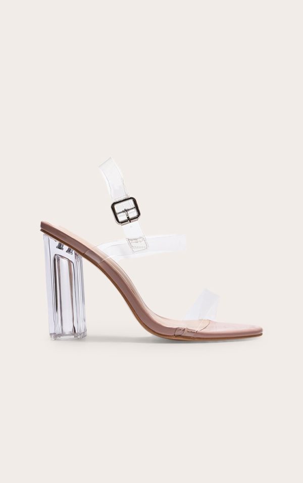 Clear Wide Fit Block Heel Strappy Sandal