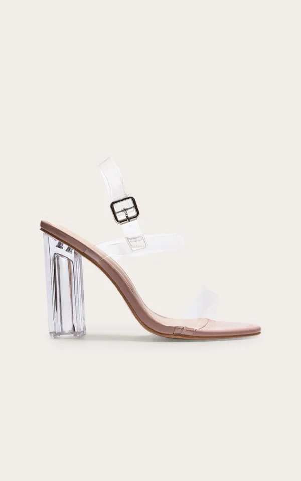 Clear Wide Fit Block Heel Strappy Sandal