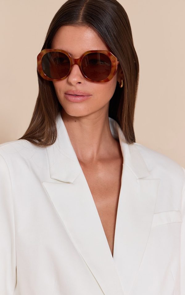 Honey Tortoiseshell Oversized Angled Sunglasses