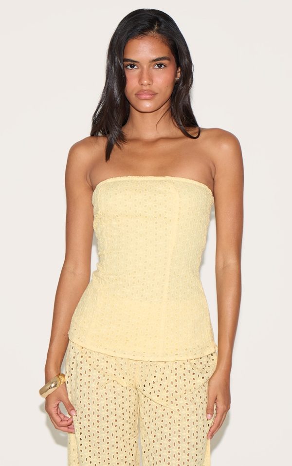 Lemon Embroidered Bandeau Top