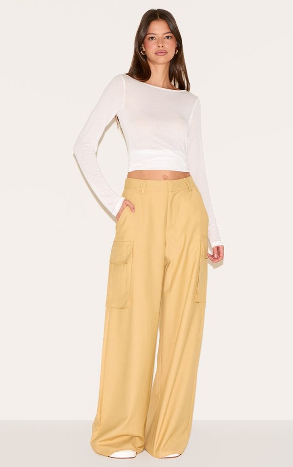 Butterscotch Woven Pocket Detail Straight Leg Pants