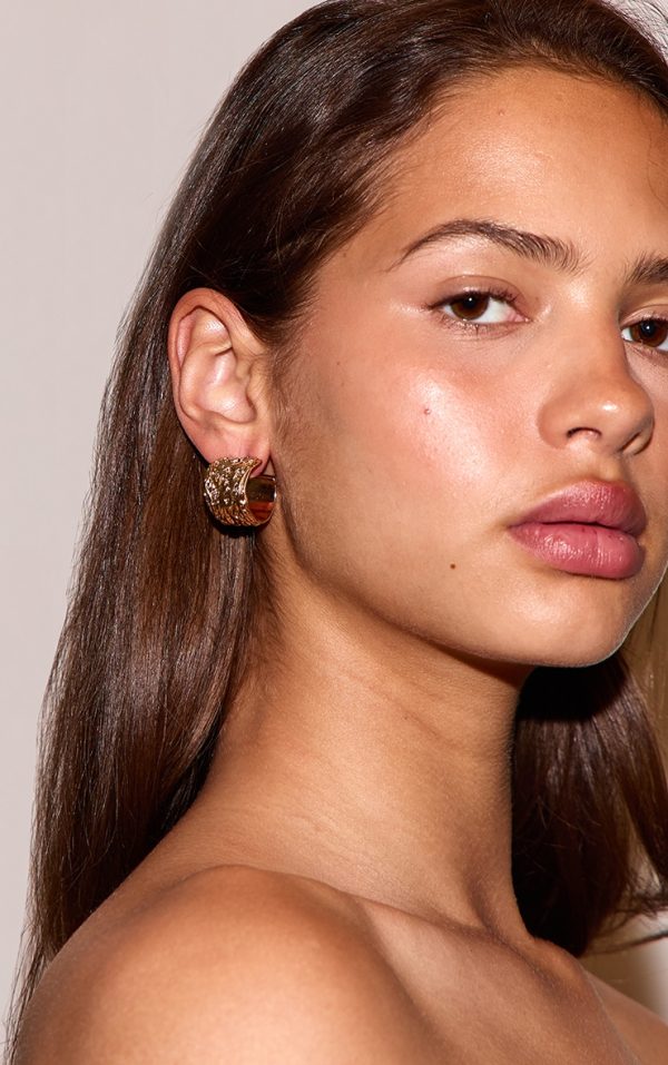 Gold Textured Swirl Small Hoop Earrings