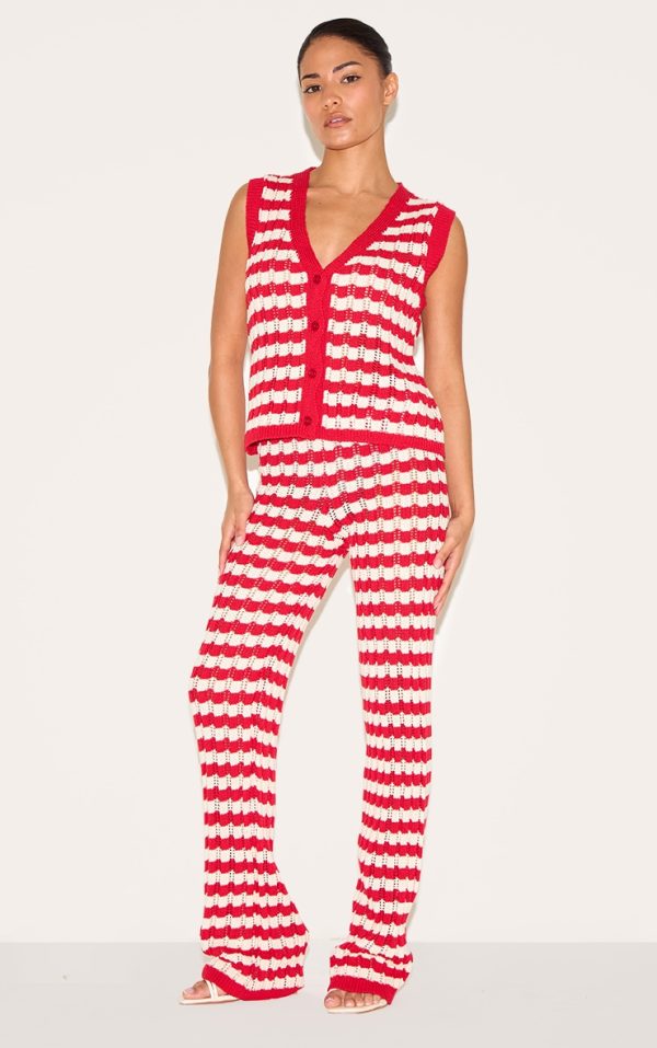 Petite Red Stripe Knitted Pants