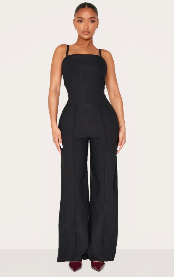 Shape Black Tailored Corset Wide Leg Jumpsuit