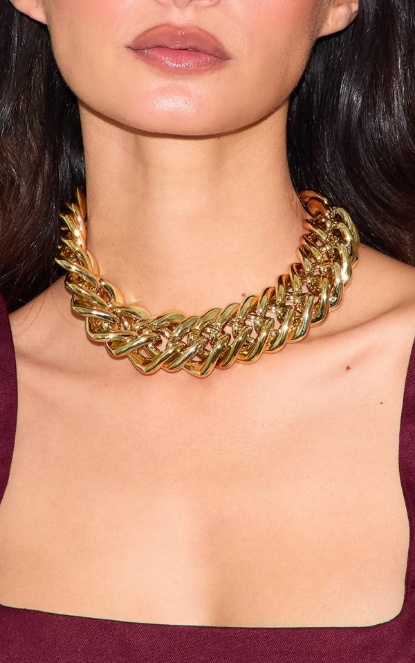 Gold Extra Chunky Chain Detail Necklace