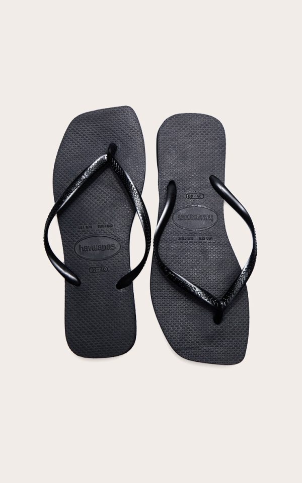 Black Havaianas Slim Square Flip Flops