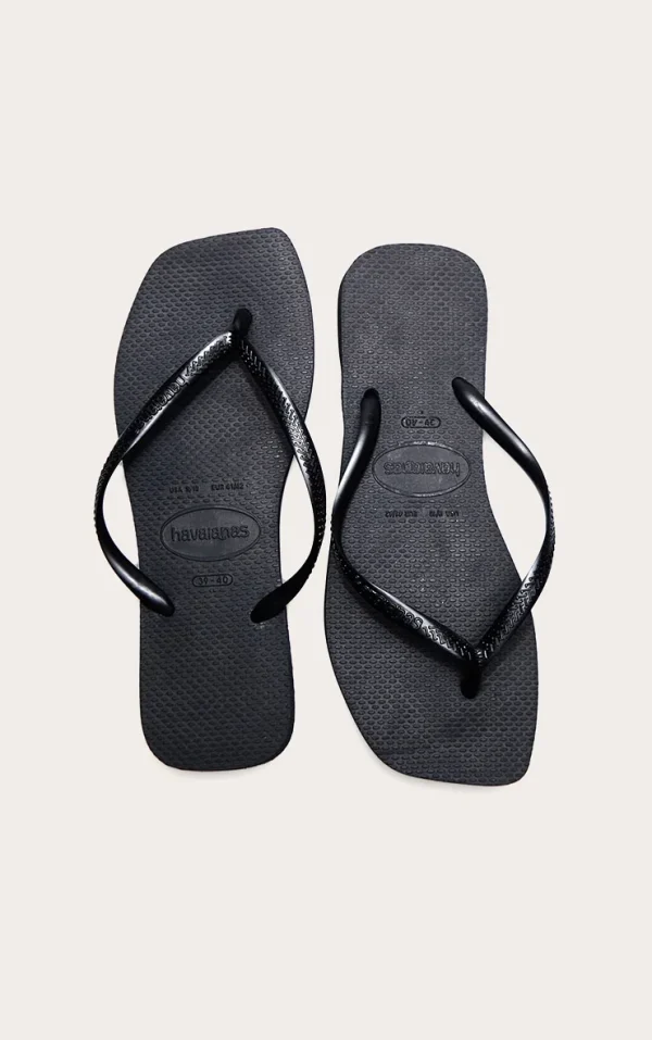 Black Havaianas Slim Square Flip Flops