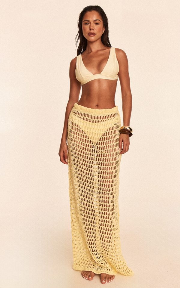 Butter Yellow Crochet Beach Maxi Skirt