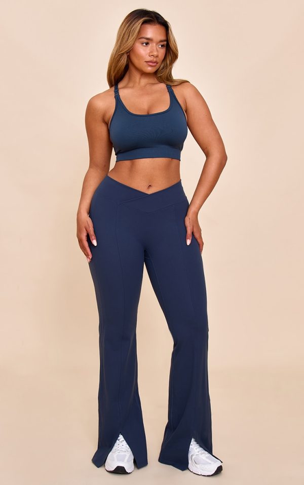 Shape Navy Sculpt Active V Waist Split Front Flare Pants
