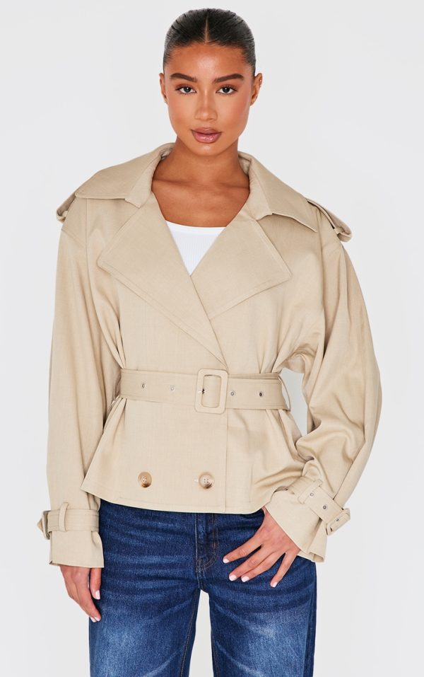 Beige Classic Grazer Length Trench Coat