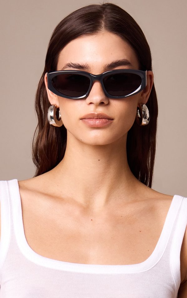Black Chunky Angled Sunglasses