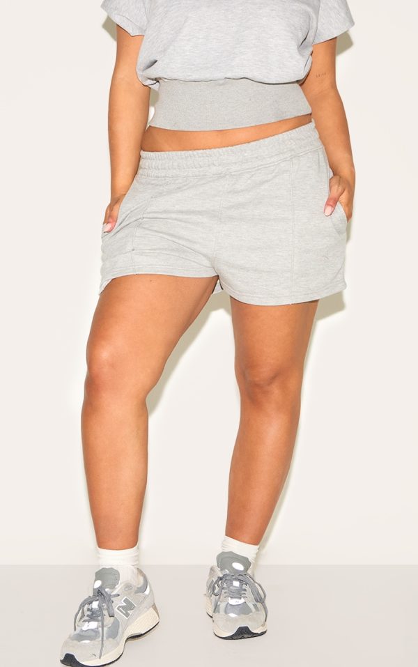 Shape Grey Marl Highwaisted Pin Tuck Sweat Shorts