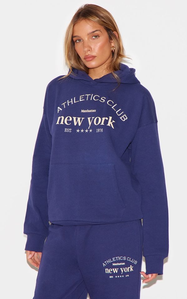 Navy Premium New York Embroidered Hoodie