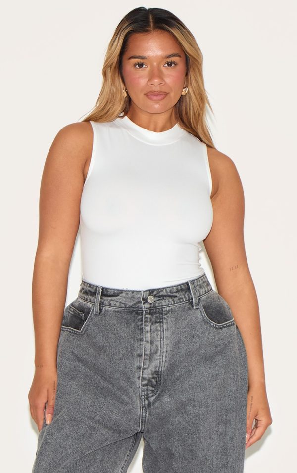 Shape White Sculpted High Neck Bodysuit