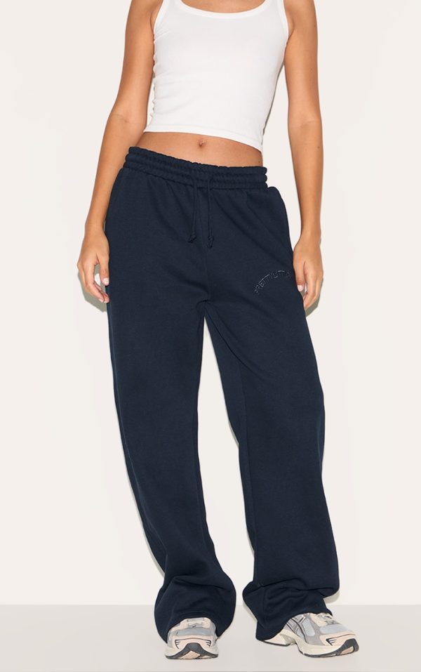 Tall Navy Drawstring Wide Leg Sweatpants