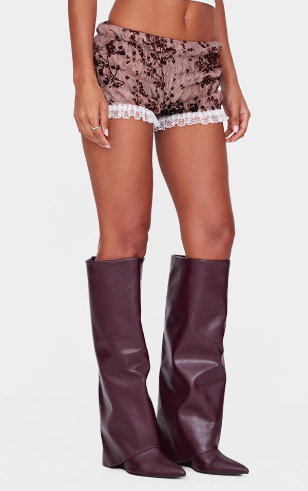 Blush Devore Ruched Frill Hem Bloomers