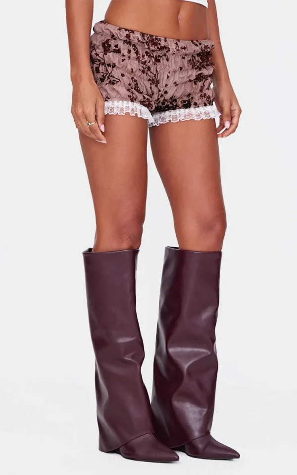 Blush Devore Ruched Frill Hem Bloomers