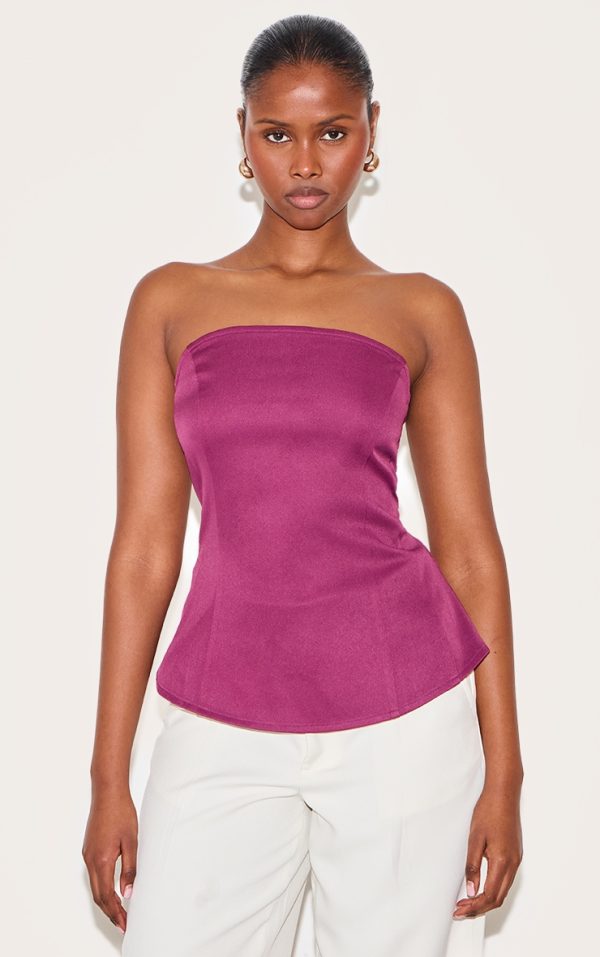 Wine Peplum Bandeau