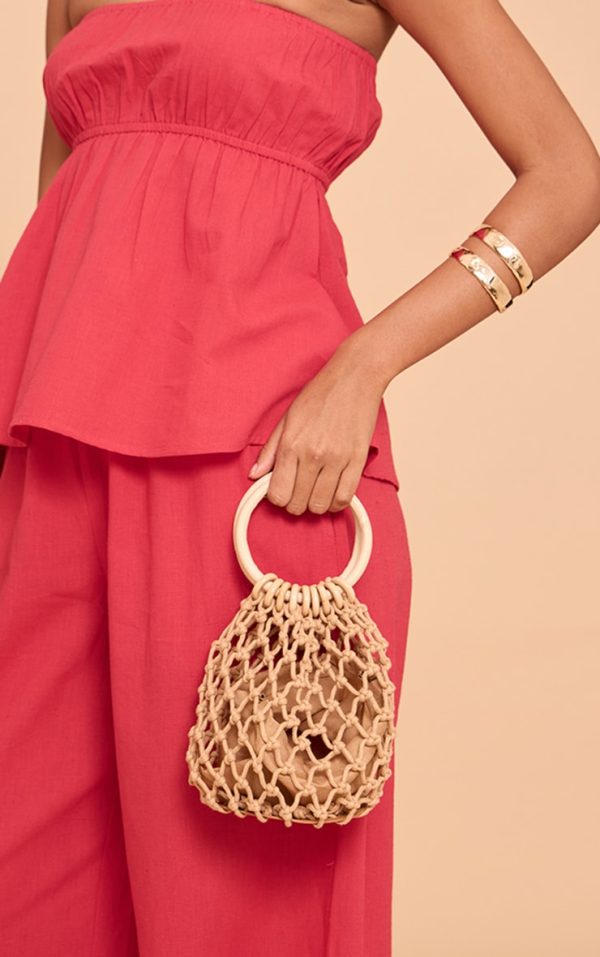 Tan Raffia Bucket Grab Bag