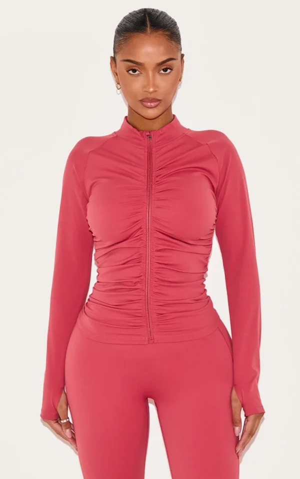 Shape Rose Active Ruched Zip Sports Jacket