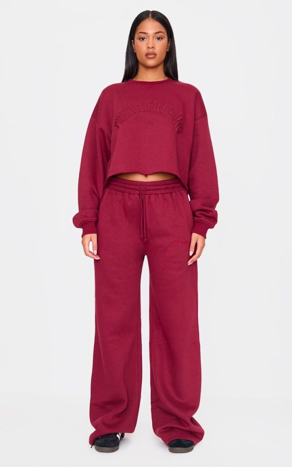 Tall Burgundy Drawstring Wide Leg Sweatpants